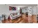 Hardwood floors and an accent wall make this living room pop at 2479 Peachtree Ne Rd # 508, Atlanta, GA 30305