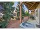 View of the backyard patio with an air conditioning unit at 109 Bridlington St, Sugar Hill, GA 30518