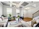 Inviting living room featuring hardwood floors, decorative ceiling, comfortable seating, and great light at 555 Birkdale Dr, Fairburn, GA 30213