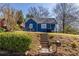 Street view of quaint blue home with a stone stair path leading to the front door at 606 Glenwood Pl, Atlanta, GA 30316