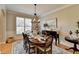 Dining room featuring hardwood floors, an elegant light fixture and wainscotting detail at 5030 New Chapel Hill Way, Cumming, GA 30041