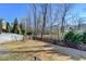 View of the backyard, featuring a wooden fence and mature trees, adding privacy at 1431 Torrington Dr, Auburn, GA 30011