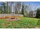 Backyard with a circular fire pit area surrounded by grass and a wooden fence at 4646 Breakwater Trl, Marietta, GA 30066