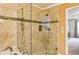 Tiled shower with glass door and rainfall shower head at 4646 Breakwater Trl, Marietta, GA 30066