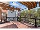 Spacious wooden deck featuring a black metal railing and a retractable awning for outdoor entertaining at 1029 Fairway Ne Ests, Atlanta, GA 30319