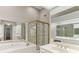 Elegant bathroom with a jacuzzi tub, glass enclosed shower, and double sink vanity at 2515 Oak Quarters, Smyrna, GA 30080