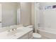 This bathroom has a shower/tub, toilet, and a vanity at 2515 Oak Quarters, Smyrna, GA 30080