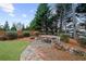 Serene backyard featuring a stone patio and custom fire pit, perfect for outdoor entertaining at 4620 Westgate Dr, Cumming, GA 30040