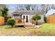 Charming backyard featuring a wooden deck, stone walkway, and lush greenery, perfect for outdoor entertaining at 733 Rice Nw St, Atlanta, GA 30318
