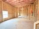 Unfinished basement with framed walls and a small window offers potential for customization at 5547 Bent Grass Way, Douglasville, GA 30135