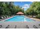 Community pool surrounded by lounge chairs and lush trees at 1119 Brownstone Dr, Marietta, GA 30008