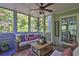 Cozy sunroom with large windows offering views of the surrounding trees and nature at 345 Oakwind Pt, Acworth, GA 30101