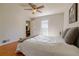 Bedroom featuring a ceiling fan and an inviting view of the yard at 4210 Gladney Dr, Atlanta, GA 30340