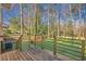 Wooden deck overlooking a large, fenced backyard and mature trees at 2736 Old Norcross Rd, Tucker, GA 30084