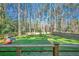 Spacious backyard with mature trees and a playset at 2736 Old Norcross Rd, Tucker, GA 30084