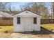 Exterior of white storage shed with a single door at 461 Deckner Sw Ave, Atlanta, GA 30310