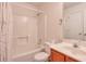 Standard full bathroom with a shower-tub combo and a single sink vanity at 245 Dennis Dr, Alpharetta, GA 30009