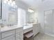 Bright bathroom with dual vanities, classic white cabinetry, and convenient makeup vanity at 78 Paces West Nw Cir, Atlanta, GA 30327