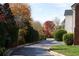 Well-maintained street with green lawns, hedges, and colorful autumn trees at 78 Paces West Nw Cir, Atlanta, GA 30327