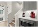 Kitchen nook area with gray cabinets and stainless steel microwave oven at 304 Gibson Se St, Atlanta, GA 30316