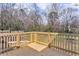 Outdoor wooden deck with railing offers a serene view of the surrounding wooded landscape at 926 Natham Dr, Atlanta, GA 30315