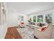 Bright living room featuring hardwood floors, a comfortable couch, and plenty of natural light through several windows at 2423 Melinda Ne Dr, Atlanta, GA 30345