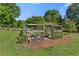 Expansive garden with wooden frames, lush plants, and a peaceful, sunny setting at 4027 Finch Sw Rd, Powder Springs, GA 30127