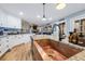 Farmhouse kitchen sink with granite countertops, stainless steel appliances, and open concept design at 4770 Hilltop Nw Dr, Acworth, GA 30101