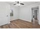 Cozy bedroom features laminate floors, a large closet, and natural light, offering comfort and convenience at 1849 S Columbia Place, Decatur, GA 30032