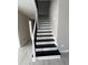 Classic staircase with black treads and white risers, creating a striking contrast and elegant transition at 2716 Wynford Sw Ave, Marietta, GA 30064
