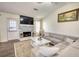 Close up of the gray fireplace in the living room at 3280 Spincaster Way, Loganville, GA 30052