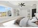 Bedroom showcasing large window, ceiling fan, and contemporary decor for a serene and stylish ambiance at 3057 Bold Springs Rd, Dacula, GA 30019