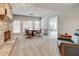 Basement area featuring a fireplace, a table with chairs, and comfortable seating at 764 Sharpshooters Nw Rdg, Marietta, GA 30064