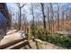 Inviting back deck area with views of the surrounding greenery and mature trees creating a private outdoor living space at 1110 Vernon Springs Ct, Atlanta, GA 30327