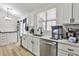 Sunlit kitchen featuring stainless steel appliances, white cabinets, and stylish countertops at 3915 Basil Sw Way, Atlanta, GA 30331