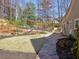 Landscaped backyard featuring stone walkway and lovely outdoor seating area at 3304 Woolbridge Ct, Marietta, GA 30062