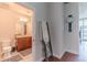 Bathroom features granite countertop, toilet, and doorway access to the main living space at 400 W Peachtree Nw St # 3412, Atlanta, GA 30308