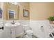 Charming powder room features a pedestal sink, wainscoting, and stylish decor at 4460 Wimberly Way, Cumming, GA 30028
