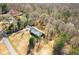 An aerial view showing the property backed up to a heavily wooded area at 6365 Mountain View Trl, Cumming, GA 30041