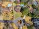 Stunning aerial view showcasing lush landscaping, sparkling swimming pools, and beautiful homes at 3261 Turtle Lake Se Ct, Marietta, GA 30067