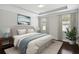Comfortable main bedroom featuring a trey ceiling, plush bedding, and bright windows for a relaxing retreat at 1829 Hislop Ln, Atlanta, GA 30345