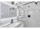 Elegant bathroom with a glass-enclosed shower, a modern vanity, and updated fixtures at 2917 Mcafee Rd, Decatur, GA 30032