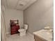 Simple bathroom featuring a vanity with sink, toilet, and shower with neutral design at 112 Estates At The Lake Dr, Canton, GA 30114