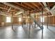 Spacious unfinished basement with exposed ductwork, support columns, and natural light from the windows at 4620 Central Dr, Stone Mountain, GA 30083