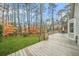 Backyard featuring a spacious deck, luscious green lawn, and views of the tree-lined scenery at 2086 Mountain Creek Ct, Stone Mountain, GA 30087