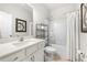 Clean bathroom features a shower-tub combination, new fixtures and modern décor at 2515 Norwood Park Xing, Atlanta, GA 30340