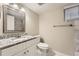 Bathroom featuring a granite vanity, a modern toilet, and updated fixtures and finishes at 2436 Wilshire Ct, Decatur, GA 30035