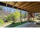 Backyard deck features green grass, trees and patio at 301 Millbrook Farm Ct, Marietta, GA 30068