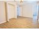 Bright bedroom with a ceiling fan, closet and en-suite bath at 8684 Chestnut Ln, Lithia Springs, GA 30122