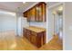 Kitchen with classic wood cabinets, butcher block countertops, and a refrigerator at 1294 Summit Chase Dr, Snellville, GA 30078